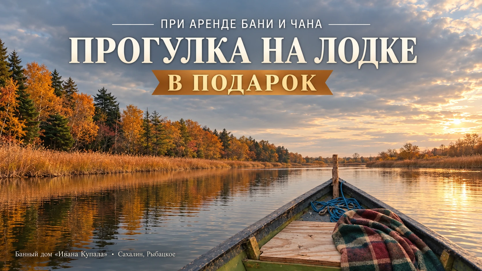 При аренде бани и ЧАНА прогулка на лодке в подарок